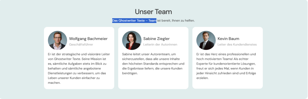 Das Ghostwriter-Texte-Team